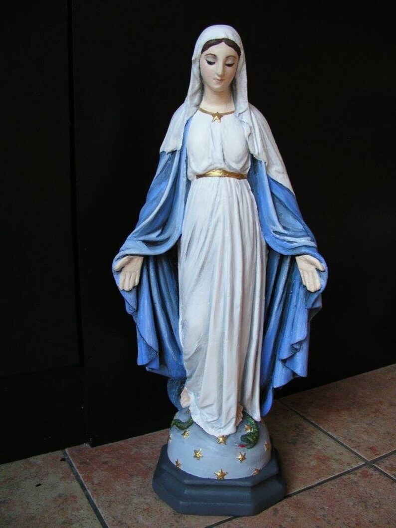 Repeint Antique Statue de la Vierge Marie notre dame la Etsy