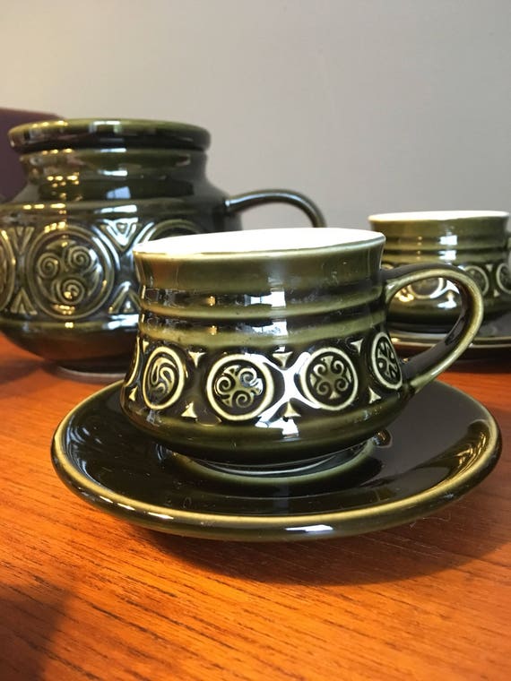 18 piece Vintage Ulster Ceramics Tea Set in Dark Green Etsy