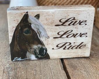 Horse Painting on Wood Horse Art for Shelf Western Horse Art Decor Horse Lover Gift Rodeo Decor Gift for Cowgirl Room Decor Equestrian Gifts