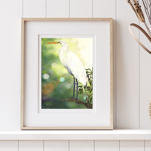 Egret Painting Etsy