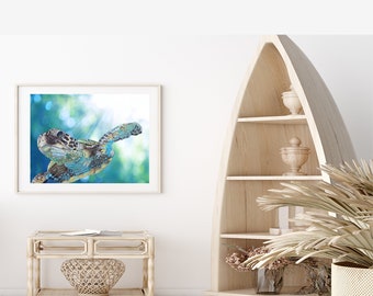 Sea Turtle Art Print Ocean Wall Art Turtle Print for Beach Decor Turtle Kid Room Sea Turtle Painting Sea Turtle Wall Art Turtle Lover Gift