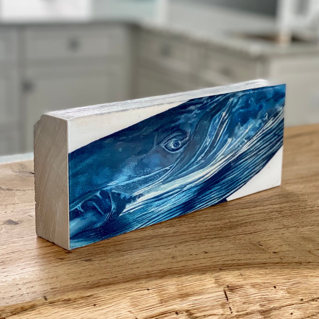 Whale Art Print on Reclaimed Wood W/ Resin Top Coat. Coastal Etsy