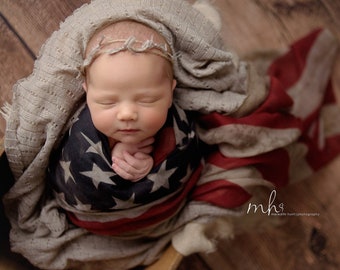 Vintage American Flag Wrap, Baby American Flag Photo Prop, American Flag Layering Fabric, USA Flag Baby Photo, Patriotic Flag Basket Stuffer