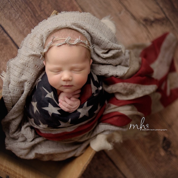 Vintage American Flag Wrap, Baby American Flag Photo Prop, American Flag Layering Fabric, USA Flag Baby Photo, Patriotic Flag Basket Stuffer