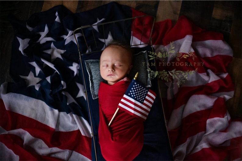 American Flag Wrap, Baby American Flag Photo Prop, American Flag Layering Fabric, USA Flag Baby Photo, Patriotic Flag Basket Stuffer image 2