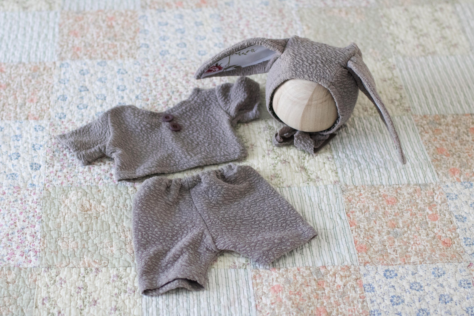 Newborn Bunny Outfit Newborn Bunny Photo Prop Gray Bunny Etsy