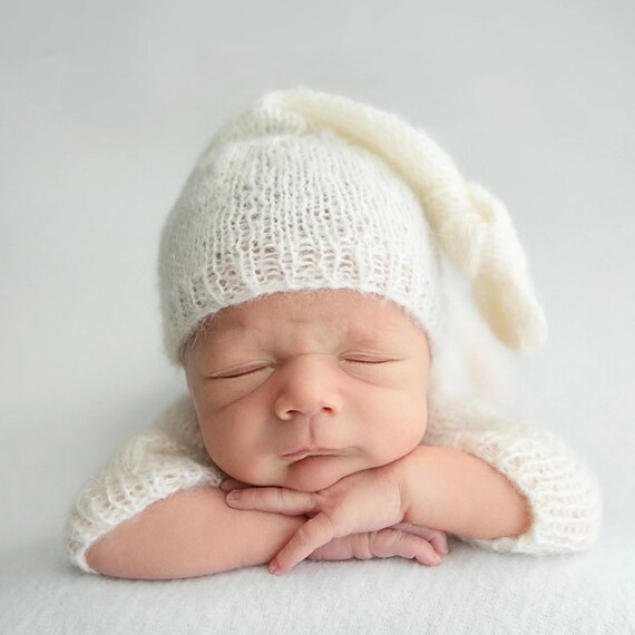 Newborn Sleepy Hat Ivory White Newborn Hat White Stocking Hat Newborn Stocking Hat Baby Sleepy Hat Mohair Newborn Hat Newborn Prop Etsy UK