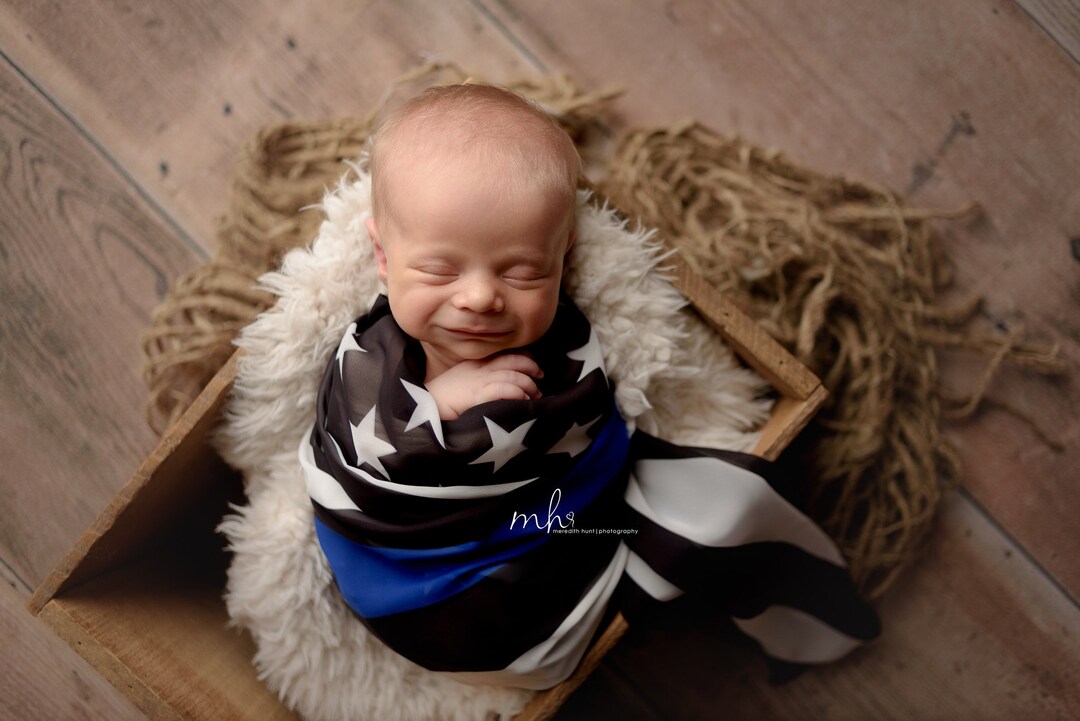 Thin Blue Line Scarf Thin Red Line Scarf Thin Blue Line Baby Wrap Back the Blue Thin Blue Line Flag Police Newborn Prop Flag Wrap Etsy