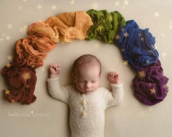 rainbow wrap, rainbow wrap and headband, rainbow newborn wrap, rainbow photo prop, rainbow baby photo prop, rainbow baby layer