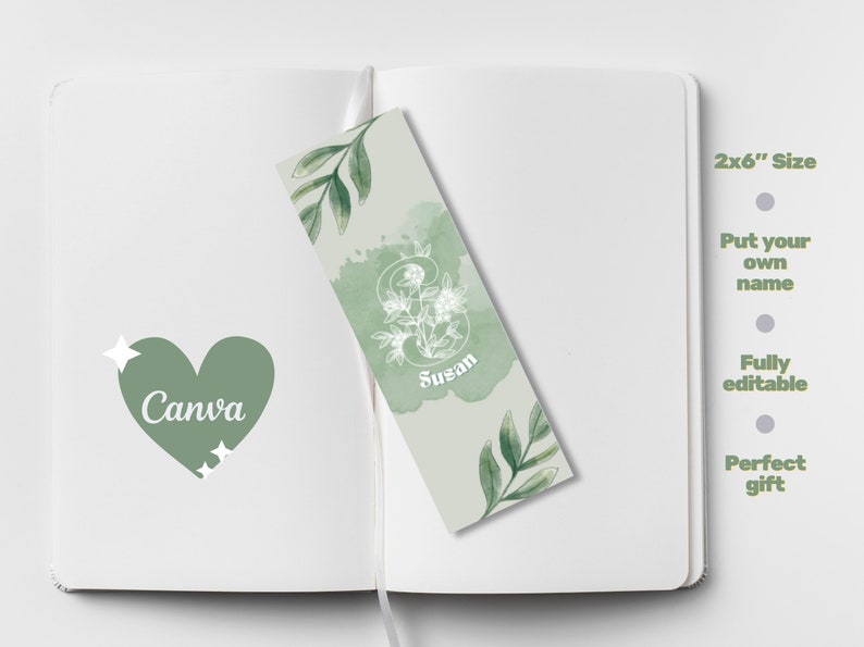 Printable Bookmark Template for Book Lovers, Floral Customizable ...