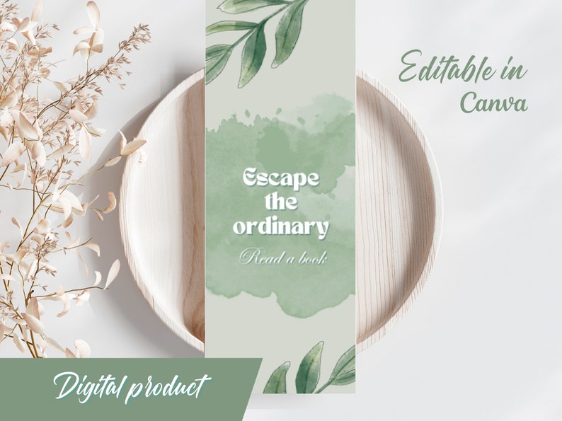 Printable Bookmark Template for Book Lovers, Floral Customizable ...