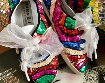 gold sequin tennis shoes