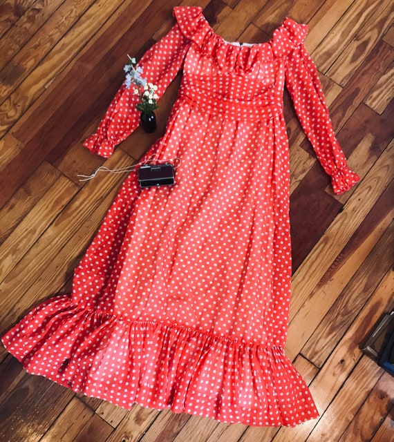 Vintage 1960s Polka-Dot Maxi Dress