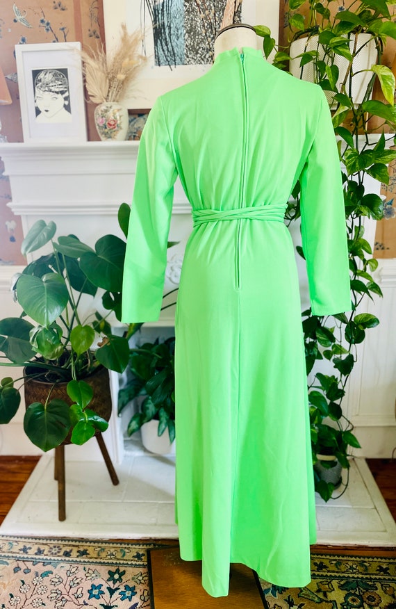 Vintage 1960's Lime Green Mod Maxi Dress w/ Gold … - image 6