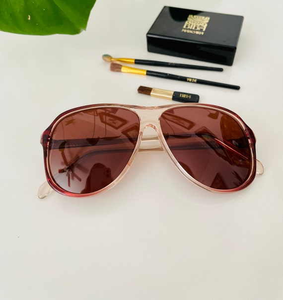 Vintage Dead-stock 1970s Brown Aviator Sunglasses… - image 3