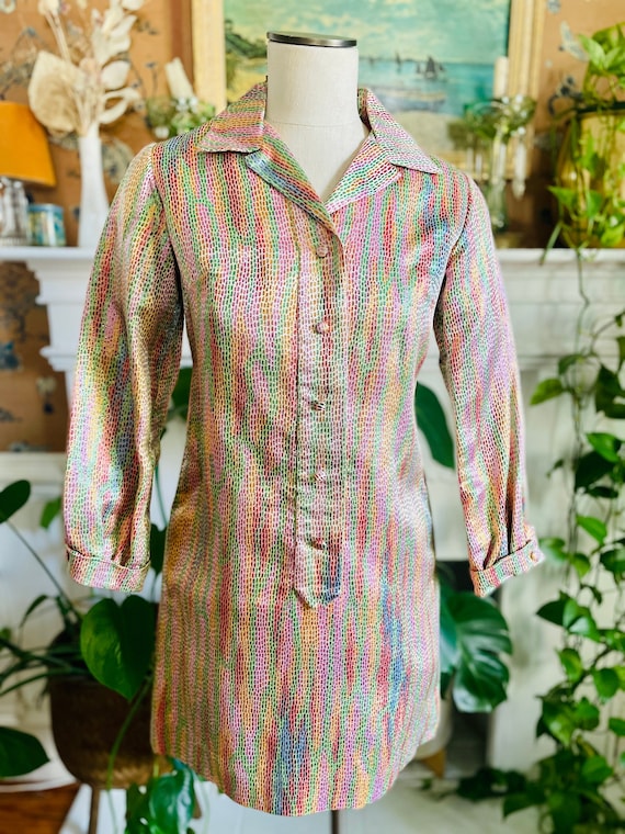 Vintage 1960s Rainbow Metallic Pastel Sparkle Shor