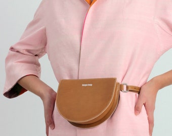 Brown Leather Belt Bag, Fanny Pack Women, Festival bag, Minimalist Bum Bag, Leather Waist Bag