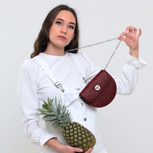 Pinatex waist bag, Fanny pack for women, Vegan leather hip bag