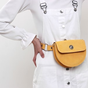 Leder Bauchtasche, Gelbe Leder Gürteltasche für Frauen, Damen Taille Tasche