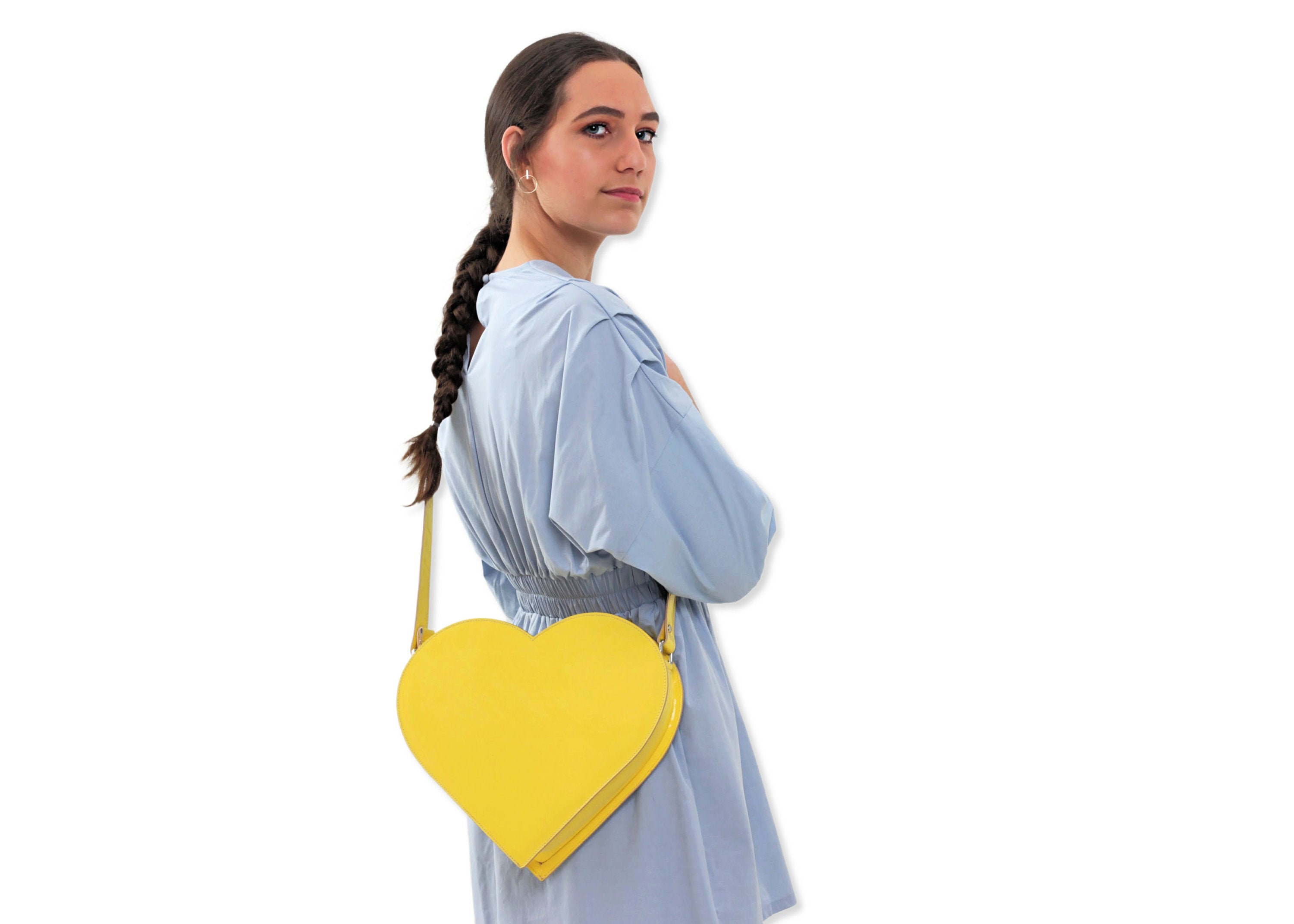 Yellow Leather Crossbody Bag, Summer Purse, Heart Shape Bag - Etsy