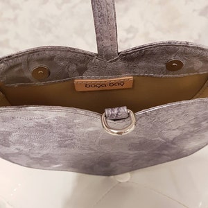 Leather heart purse, Evening clutch, Silver heart wristlet bag image 10