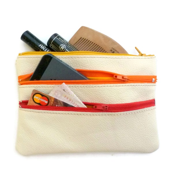 Leather zippered wallet, iphone wallet, ombre zippered pouch RESERVED