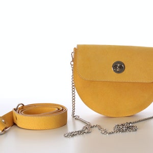 Leather fanny pack, Yellow leather belt bag for women, womens waist bag image 4