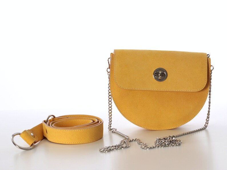 Leather fanny pack, Yellow leather belt bag for women, womens waist bag image 4