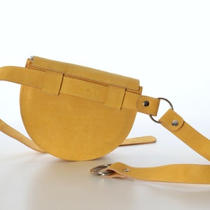 Leather fanny pack, Yellow leather belt bag for women, womens waist bag image 3