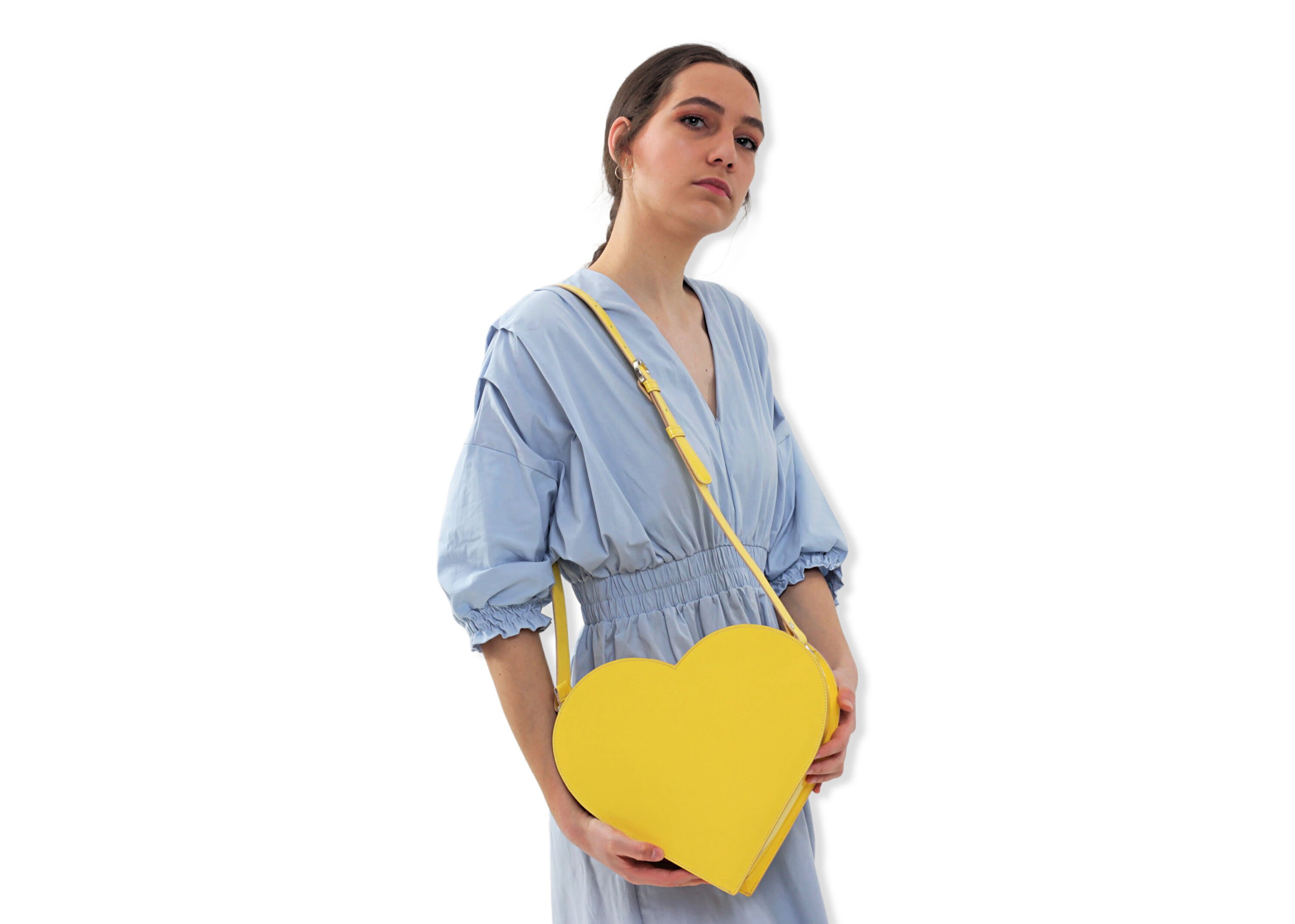 Yellow Leather Crossbody Bag, Summer Purse, Heart Shape Bag - Etsy
