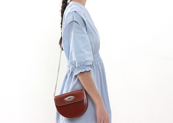 Small Leather Crossbody Bag Half Circle Cross Body Purse Mini Brown Evening Bag Etsy Canada