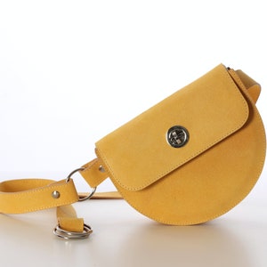 Leather fanny pack, Yellow leather belt bag for women, womens waist bag image 2