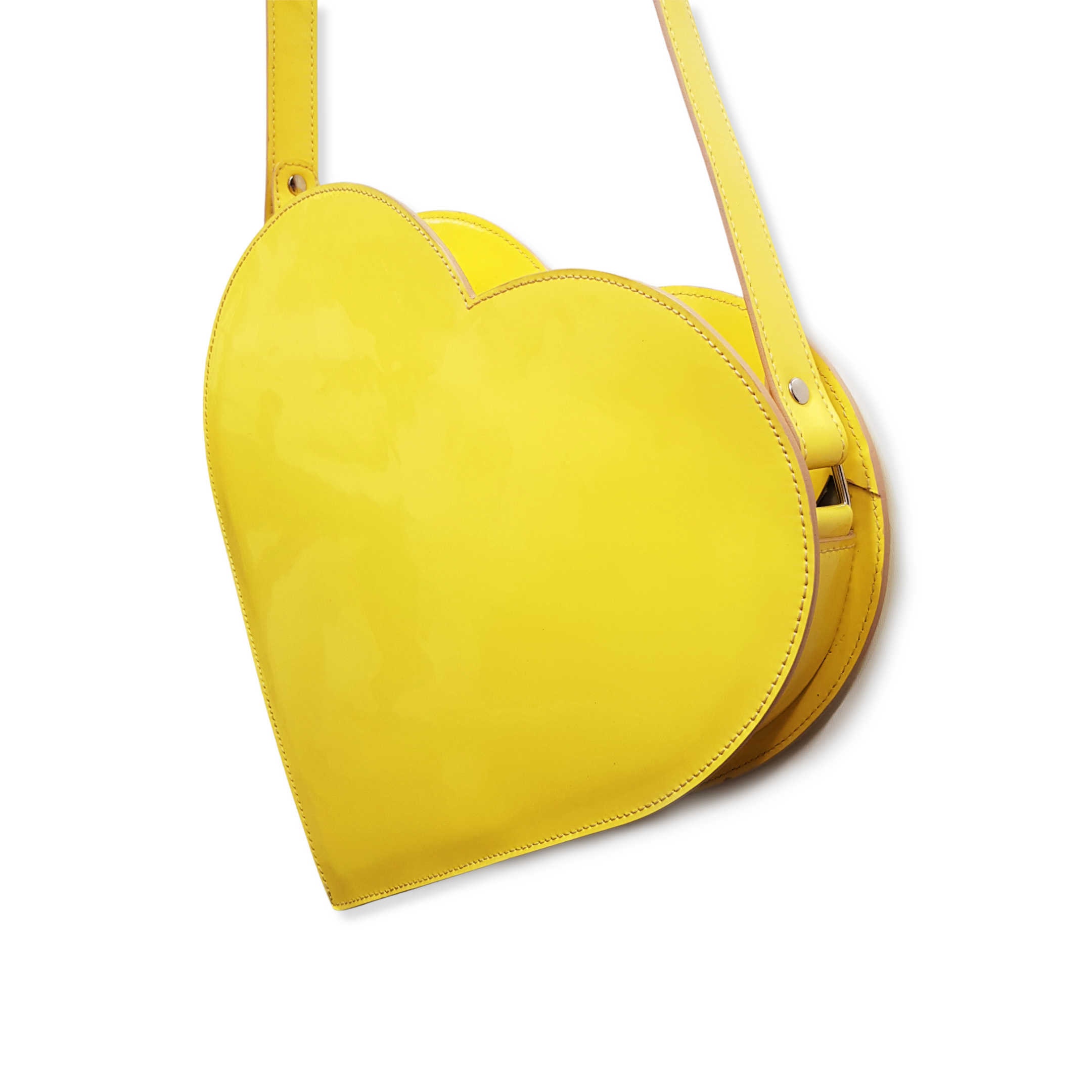 Yellow leather crossbody bag Summer purse Heart shape bag Etsy 日本