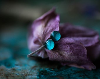 Turquoise blue hydrangea petal earrings