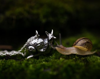 Collier escargot miniature en argent