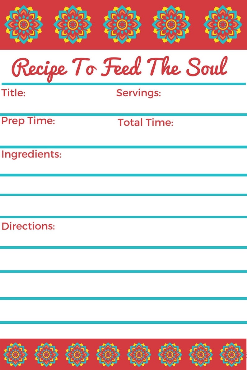 Printable Recipe Card: Recipe To Feed The Soul image 1