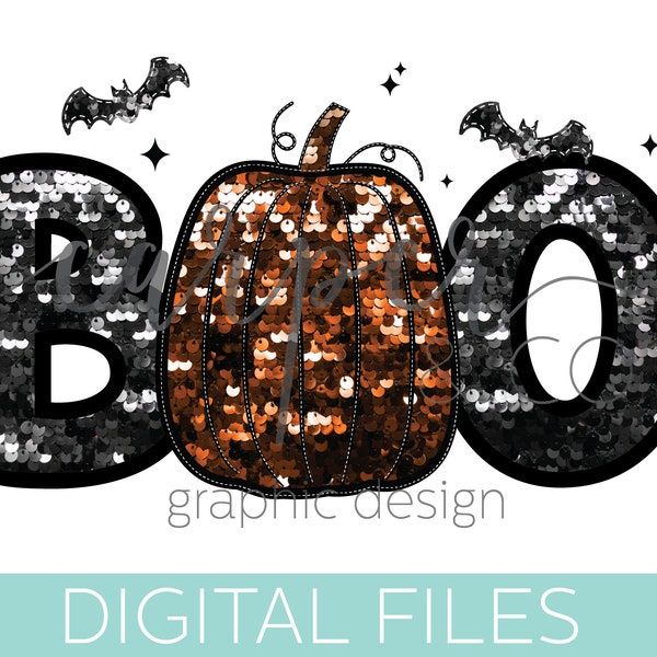 Sequin boo pumpkin sublimation file