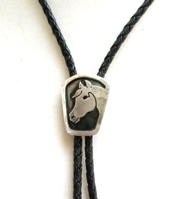 Native American Horse Sterling Silver Bolo Tie