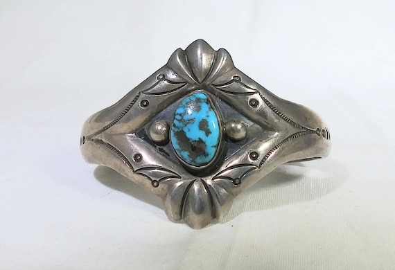 Native American Sandcast Morenci Turquoise Sterli… - image 1