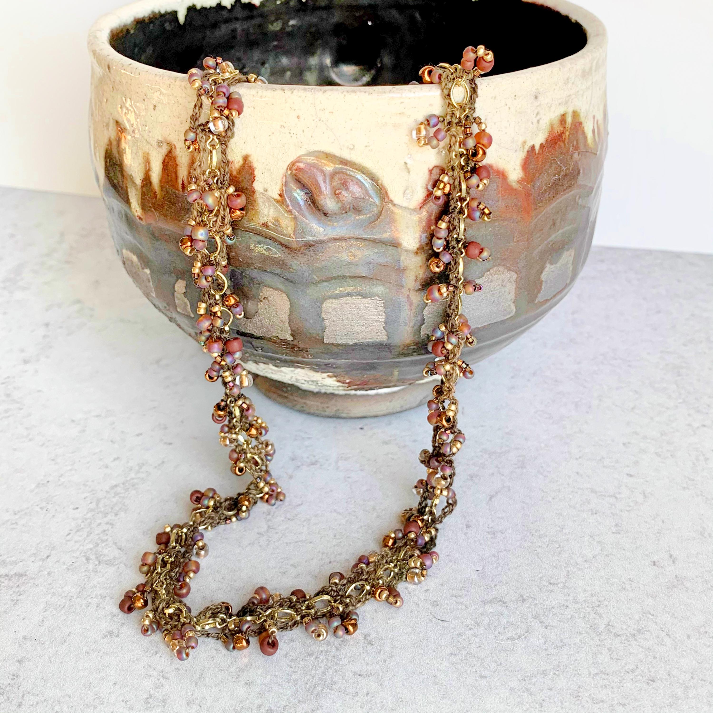 8 Chain Link Crochet Necklaces That Are Unique and Fun 5 Crocheted Beaded Chain Necklace