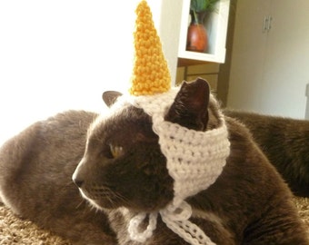 Costume de licorne chat au crochet Costume d'Halloween de chat pour un chat Chats dans un chapeau Chat dans un chapeau Chat portant un chapeau Costume de licorne pour animal de compagnie Kawaii