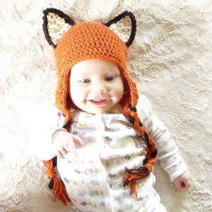 Crochet Fox Hat Crochet Pattern Crochet Earflap Hat Pattern Crochet Ear Flap Hat Baby Earflap Hat Animal Ear Flap Hat Baby Ear Flap Hat image 1