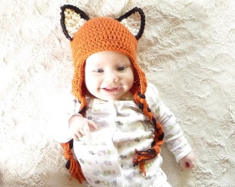 Crochet Fox Hat Crochet Pattern Crochet Earflap Hat Pattern Crochet Ear Flap Hat Baby Earflap Hat Animal Ear Flap Hat Baby Ear Flap Hat