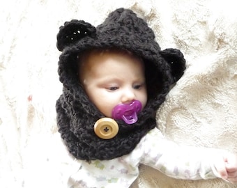 Crochet Pattern Bear Cowl 3-6 Months 6-12 Months 12-18 Months Toddler Child Adult Sizes Hooded Cowl Pattern Girls Womens Crochet Hood Scarf