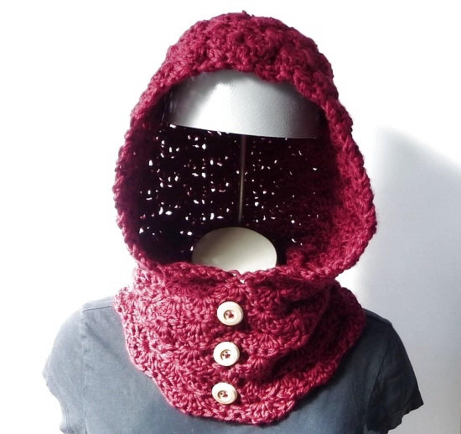 Hooded Cowl Crochet Pattern Red Hoodie for Women for Teen 1 - изображение.