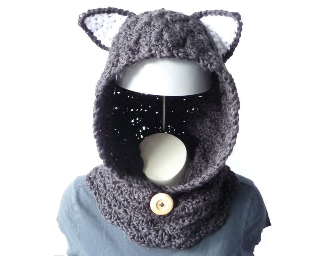 Cat Costume Crochet Pattern Women Hoodies Crochet Cowl Scarf Animal ...