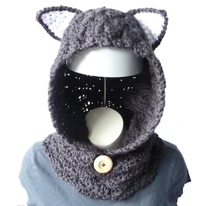 Écharpe à capuche motif chat, col bénitier au crochet, capuche au crochet, filles, femmes au crochet, bébé, enfant, adolescent, adulte, déguisement d'Halloween