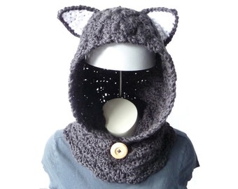 Cat Costume Crochet Pattern Women Hoodies Crochet Cowl Scarf Animal Hood Animal Scarf Anime Hoodie Festival Clothing Spirit Hood