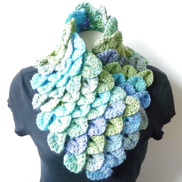 Fall Scarf Crochet Pattern Dragon Scales Scarf Mermaid Scarf Crochet Scarf Pattern Spring Scarf Crochet Neck Warmer Dragon Scarf PDF DIY