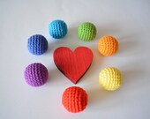 7 PCS rainbow beads balls Crocheted cotton beads Round beads Rainbow beads Wooden crochet beads Colored crochet beads Balls with a hole
